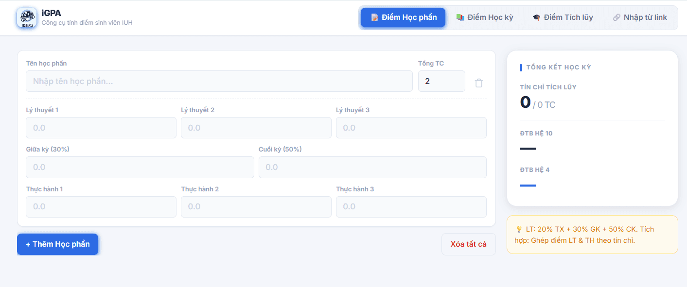 iGPA Interface Mockup